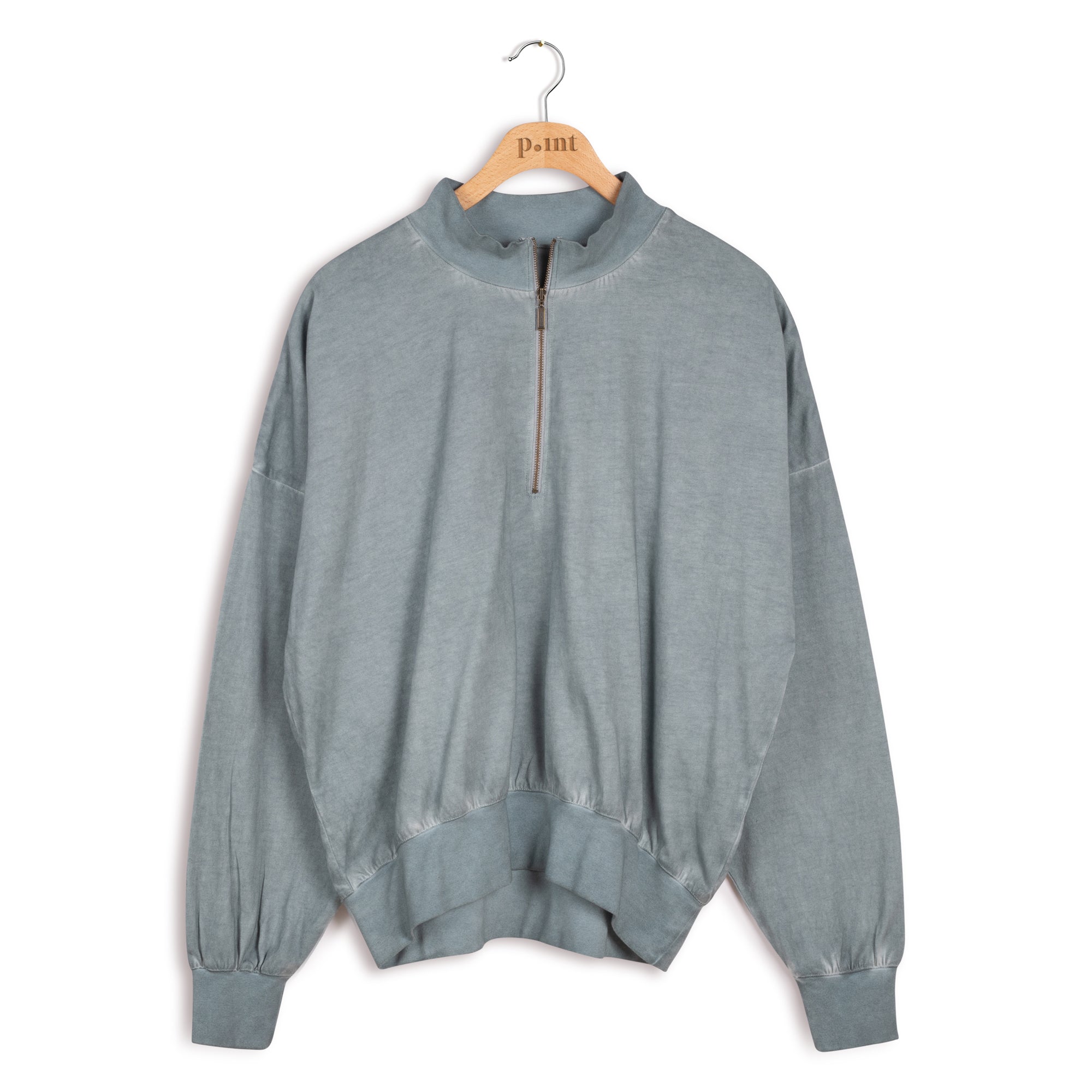 POINT COTTON OVERSIZED DOLMAN ZIP TOP