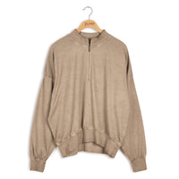 POINT COTTON OVERSIZED DOLMAN ZIP TOP