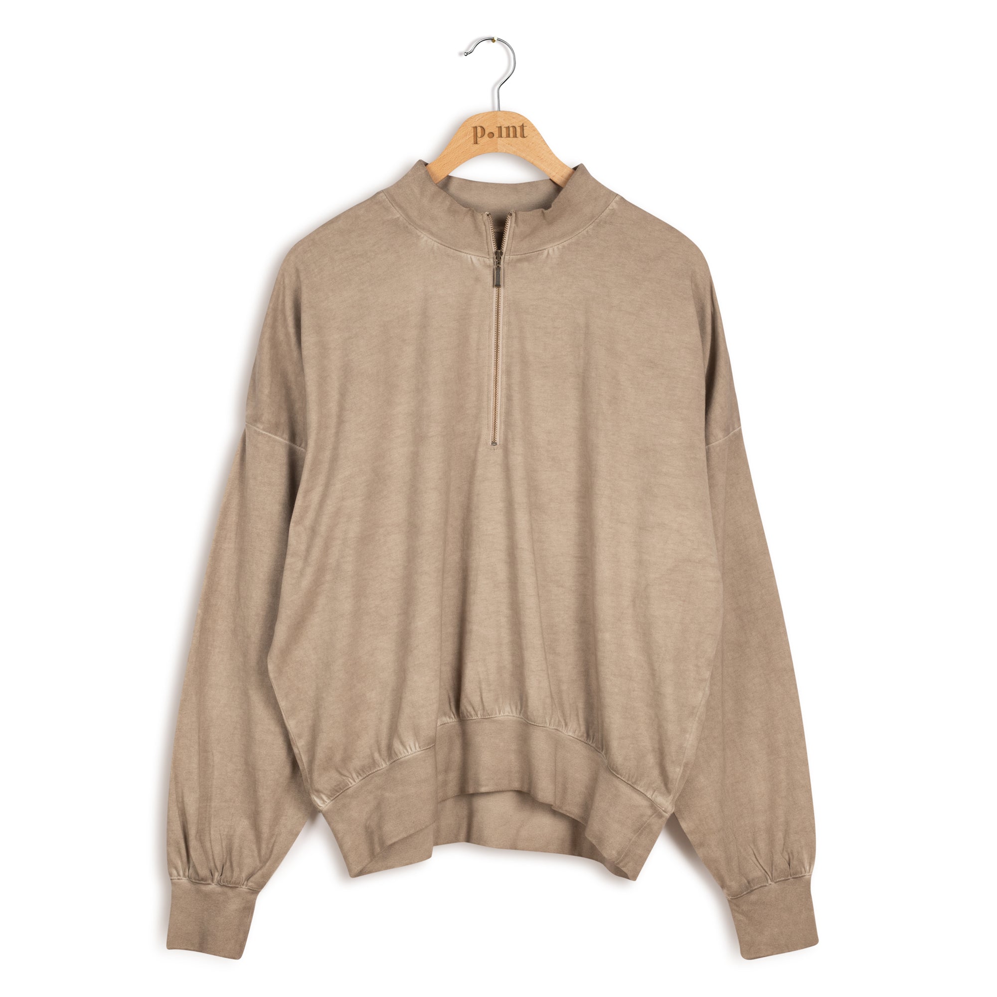 POINT COTTON OVERSIZED DOLMAN ZIP TOP