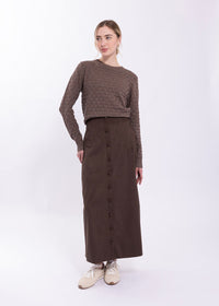 KNITTED BASKET WEAVE SPECKLE CREWNECK