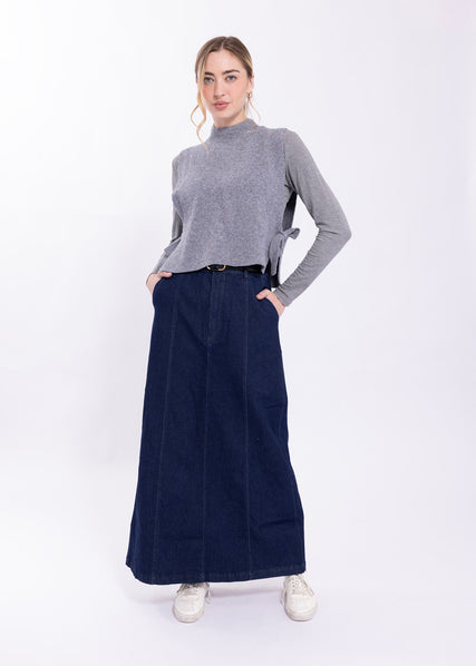 KNITTED SIDE TIE MOCKNECK VEST