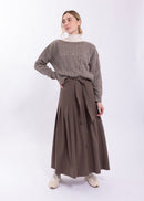 CONCEPT SIDE PLACKET PLEATED MIDI SKIRT