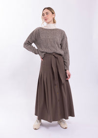 CONCEPT SIDE PLACKET PLEATED MIDI SKIRT