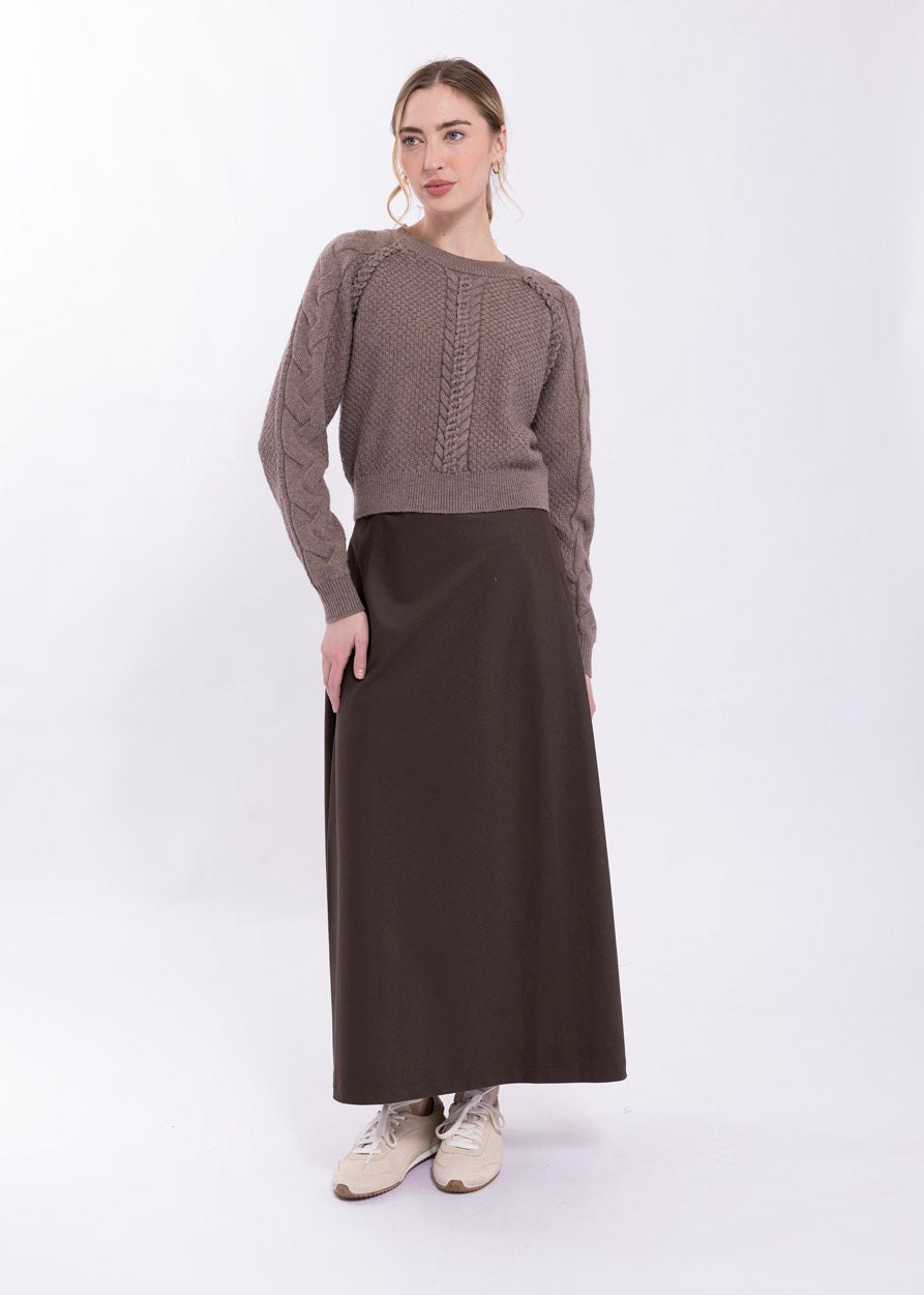 CONCEPT SOLID BIAS CUT SKIRT
