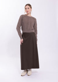KNITTED BRAIDED BASKET WEAVE SWEATER