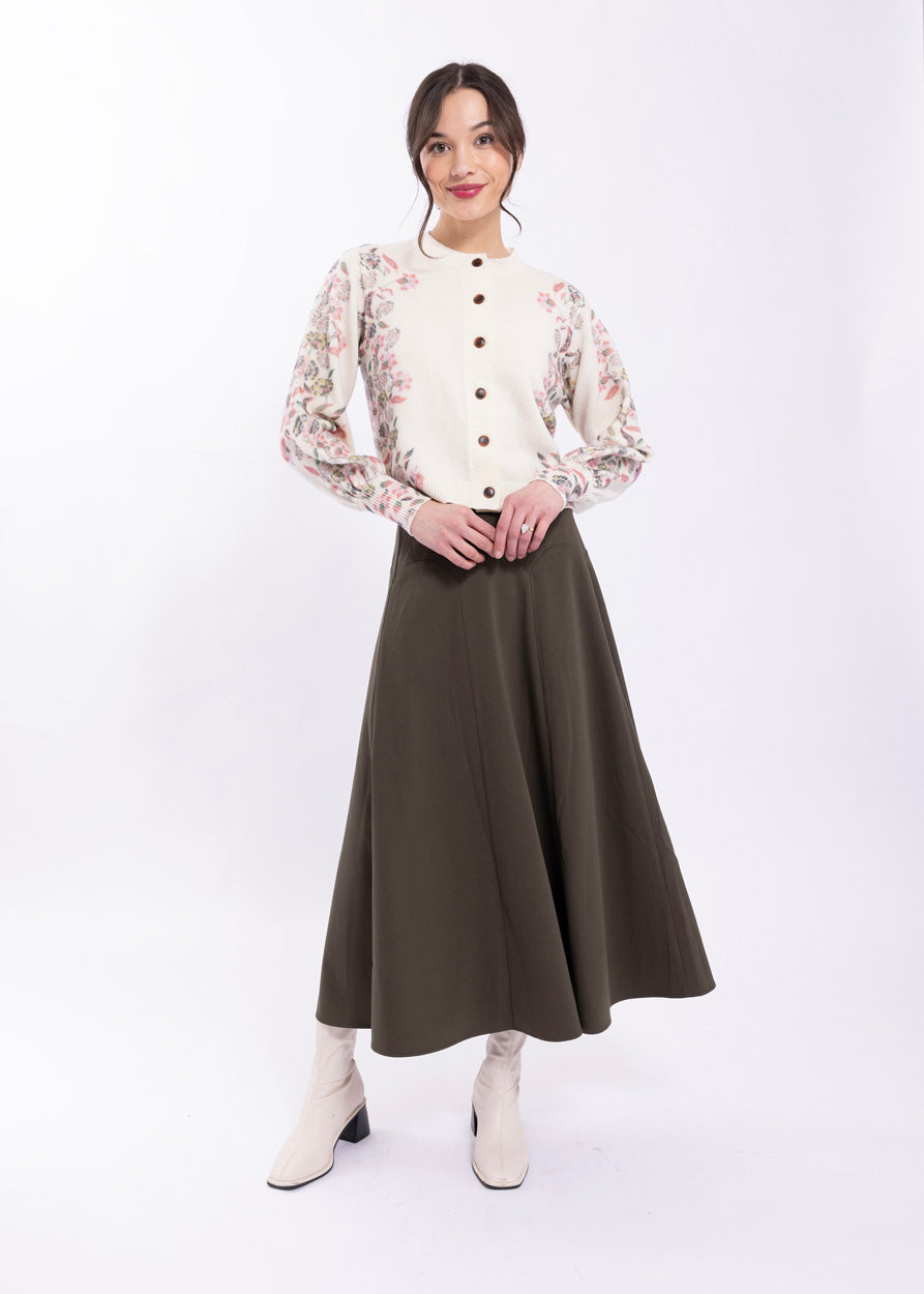KNITTED FLORAL PRINTED CARDIGAN