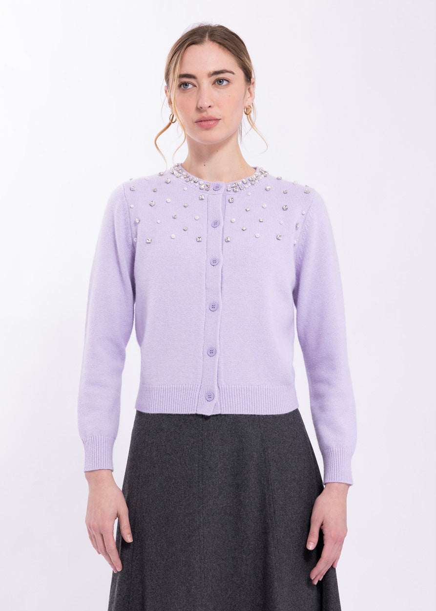KNITTED EMBELLISHED CARDIGAN