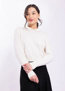KNITTED CREWNECK WITH EMBELLISHED COLLAR