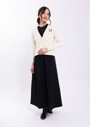 KNITTED V-NECK CABLE KNIT CARDI
