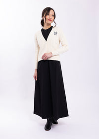 KNITTED V-NECK CABLE KNIT CARDI