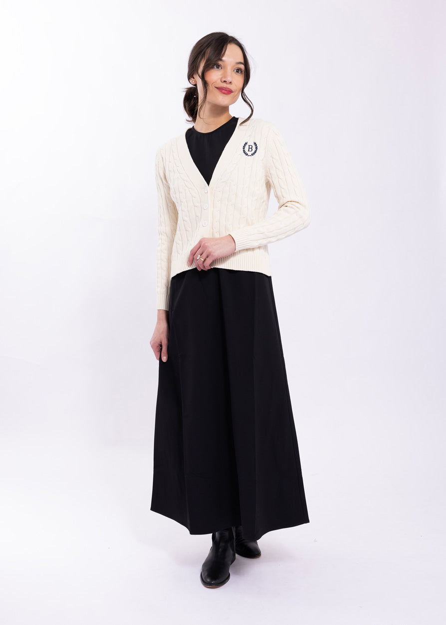 KNITTED V-NECK CABLE KNIT CARDI