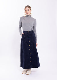 LATITUDE CORDUROY FRONT SNAP SKIRT