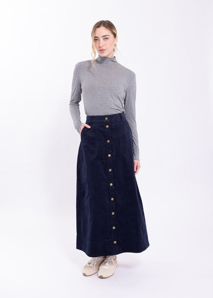 LATITUDE CORDUROY FRONT SNAP SKIRT