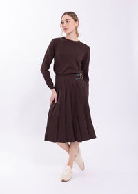 LATITUDE PINSTRIPE PLEATED SKIRT