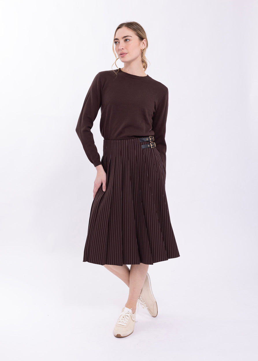 LATITUDE PINSTRIPE PLEATED SKIRT