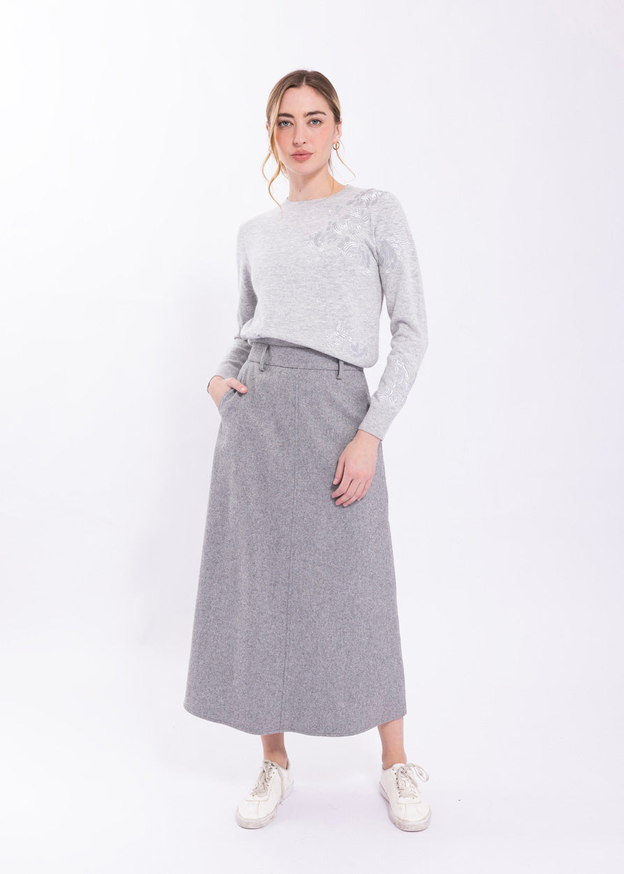 LATITUDE EMBROIDERED KNIT SWEATER