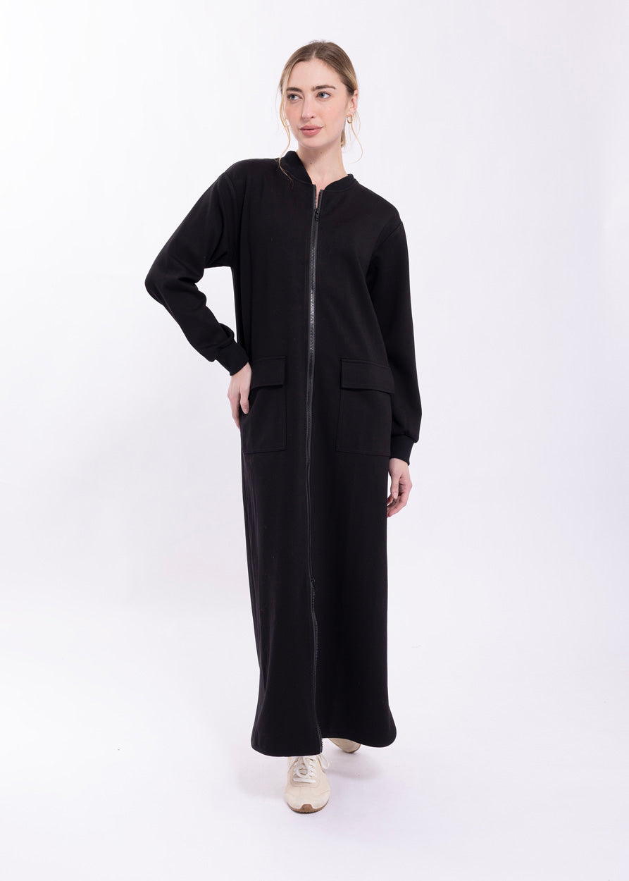 LATITUDE ZIP FRONT SWEATSHIRT DRESS