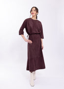 LATITUDE SUEDE PANELLED MIDI SKIRT