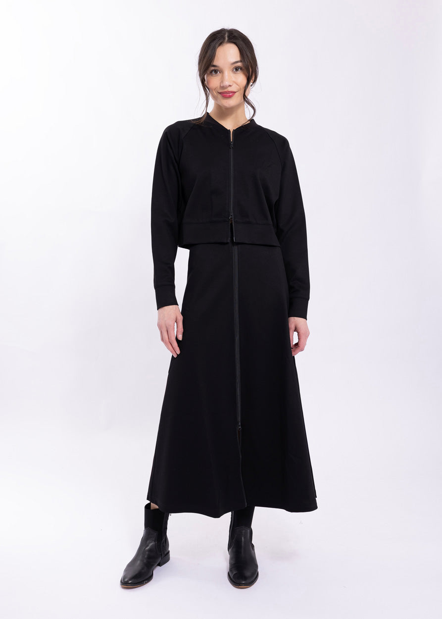 LATITUDE PONTE ZIP FRONT A-LINE SKIRT