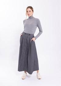 LATITUDE DOUBLE-PLEATED MIDI SKIRT