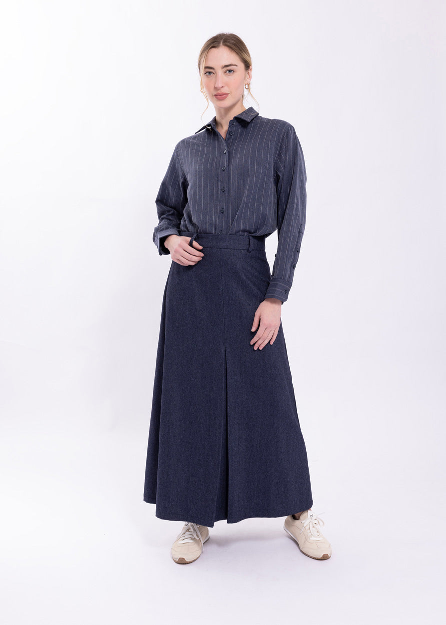 CONCEPT MIDI SKIRT W/ INVERTED PLEAT