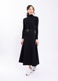 LATITUDE DOUBLE BELT DENIM SKIRT