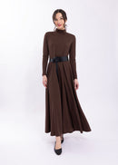 LATITUDE BELTED MOCKNECK MAXI DRESS