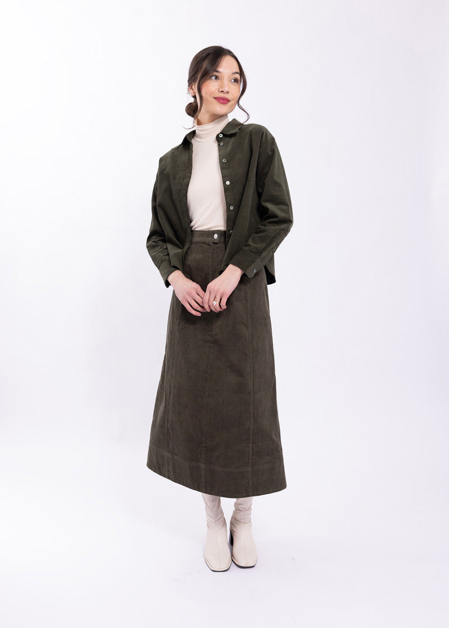 LATITUDE PANELLED MIDI SKIRT