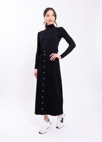 LATITUDE CORDUROY MIDI SKIRT W/ FRONT PATCH POCKETS