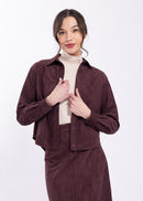 LATITUDE SUEDE BOXY CROPPED SHIRT