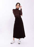 LATITUDE V YOKE CORDUROY MIDI SKIRT