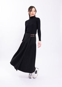 MAPLE & CLIFF DROP YOKE PLEATED BUCKLE SKIRT