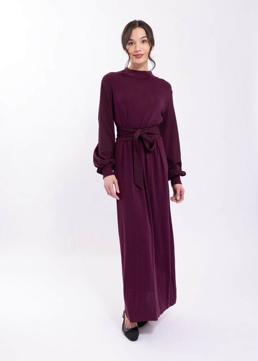 MAPLE & CLIFF COMBO MOCKNECK DRESS W/ SIDE TIES