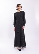 MAPLE & CLIFF EMPIRE WAIST POLKA DOT MIDI DRESS