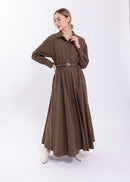 MAPLE & CLIFF BELTED TRENCH MIDI DRESS