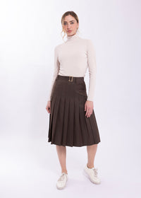 MAPLE & CLIFF WINDOWPANE PLEATED KNEE LENGTH SKIRT