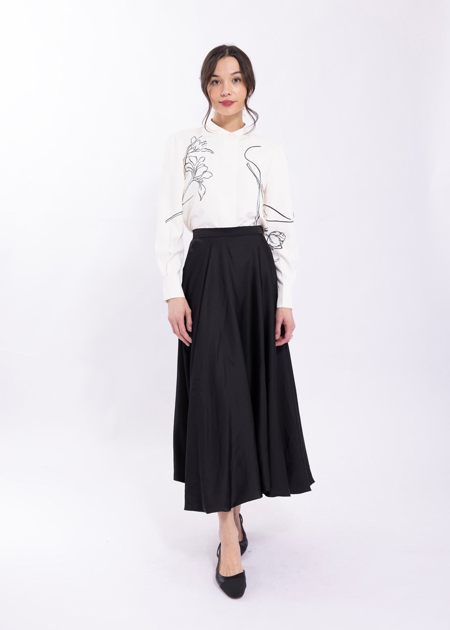 MAPLE & CLIFF PRINTED HIDDEN PLACKET BLOUSE