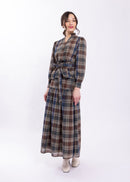 MAPLE & CLIFF BELTED PLAID BUTTON-UP