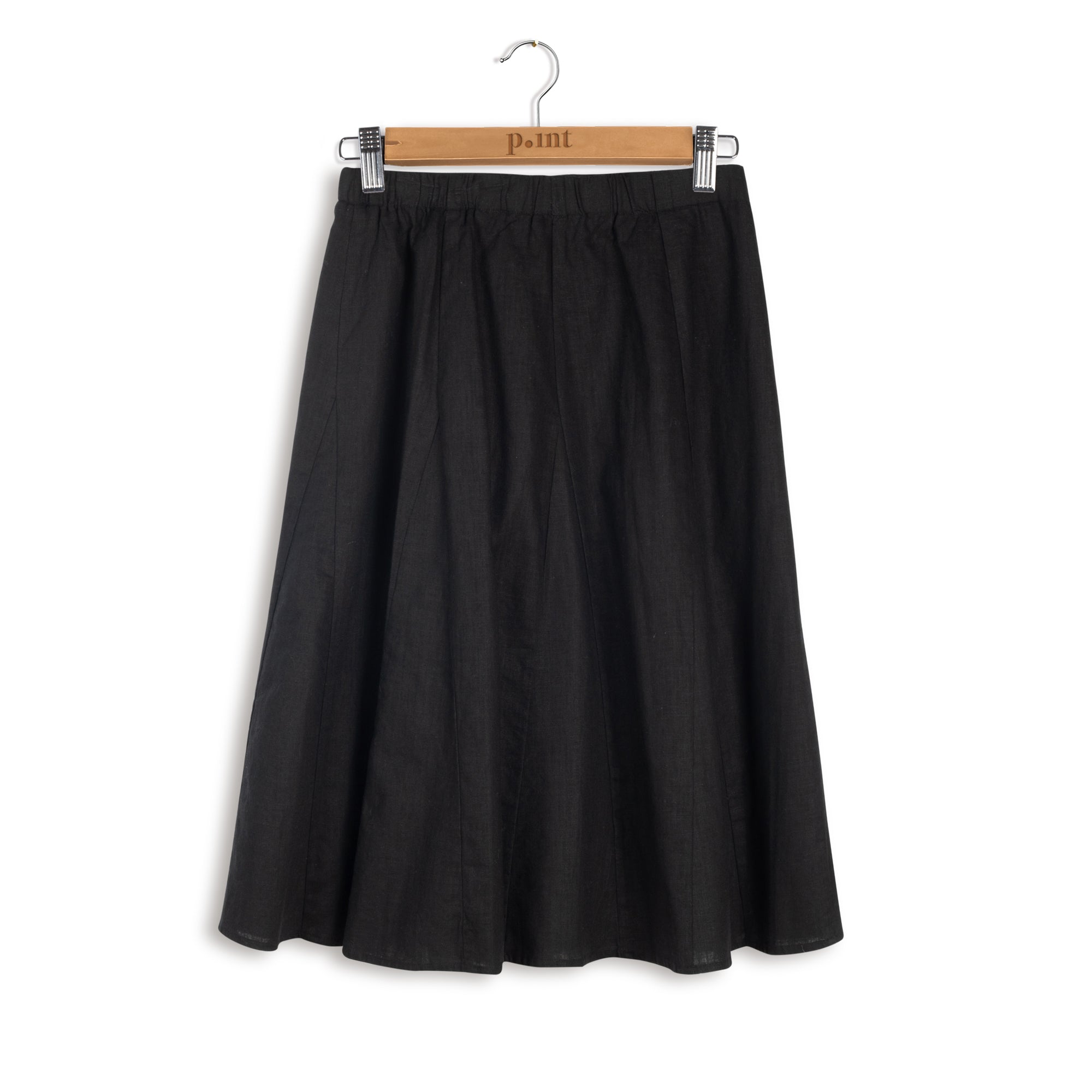 POINT LINEN GORED MID-LENGTH SKIRT