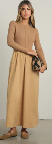 POINT MIXED POPLIN DRESS