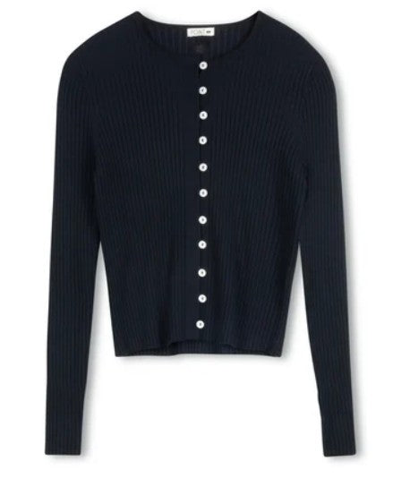 POINT RIBBED KNIT CARDI