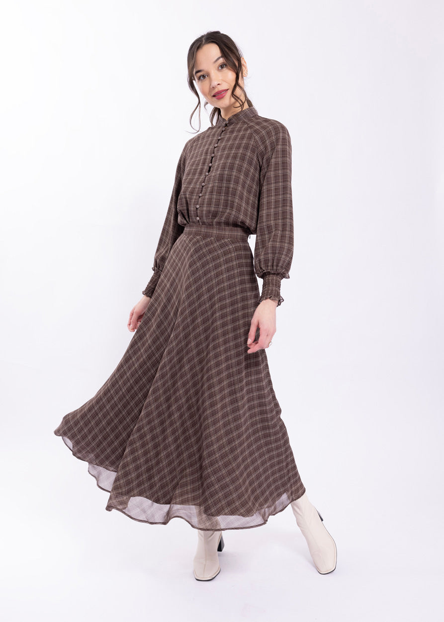 SOIE PLAID PLEATED SKIRT