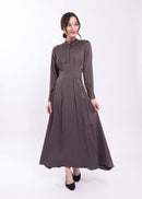 SOIE GROMMET TRIMMED SATIN DRESS