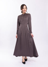 SOIE GROMMET TRIMMED SATIN DRESS