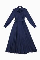 SOIE SILKY GODET NECK TIE DRESS