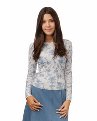 LA SIMONA TIE DYE CABLE KNIT PRINTED TOP