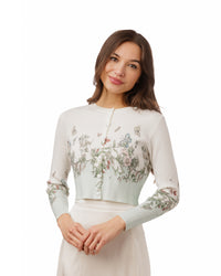 LA SIMONA RIBBED FLORAL PRINTED CARDI