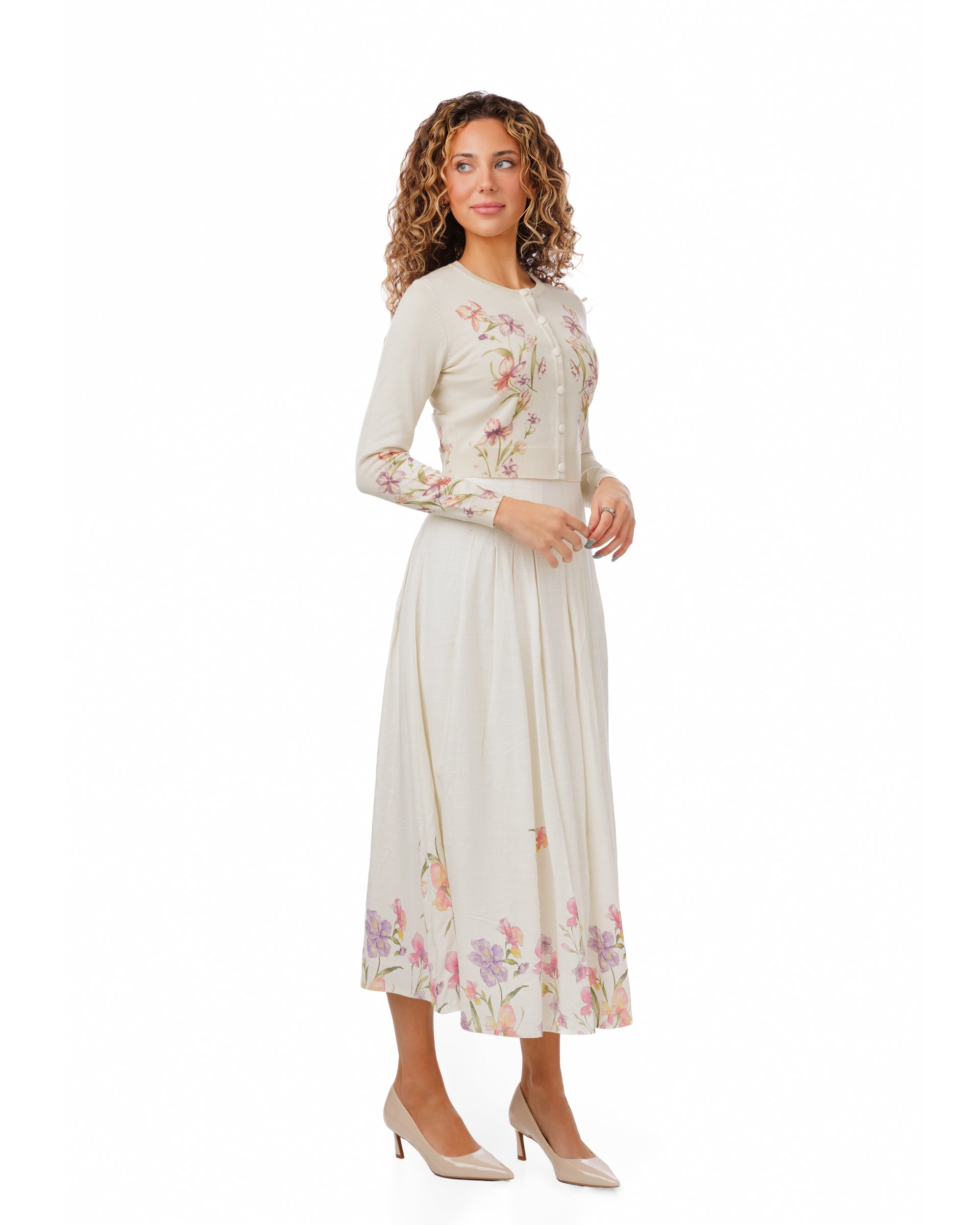 HARPER FLORAL BOX PLEAT SKIRT
